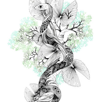 「Serpent, série abon…」というタイトルの描画 Paule Brunによって, オリジナルのアートワーク, インク