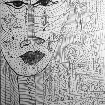 Drawing titled "Tatouages" by Paule Daran, Original Artwork, Ink