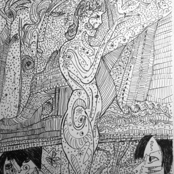 Disegno intitolato "venus tatoo" da Paule Daran, Opera d'arte originale, Inchiostro