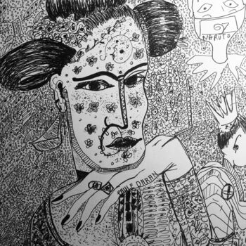 Dibujo titulada "Tatoo samouraï" por Paule Daran, Obra de arte original, Tinta