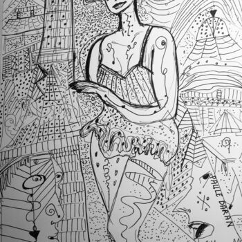 Dibujo titulada "Tatoo erotica" por Paule Daran, Obra de arte original, Tinta