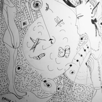 Рисунок под названием "I want dream again" - Paule Daran, Подлинное произведение искусства, Чернила