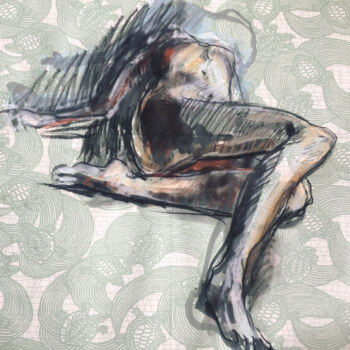 Dessin intitulée "Les jambes Francesca" par Paule Guerin, Œuvre d'art originale, Conté