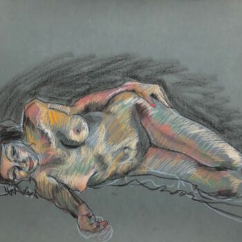 Drawing titled "Pastel nacré" by Paule Guerin, Original Artwork, Conté