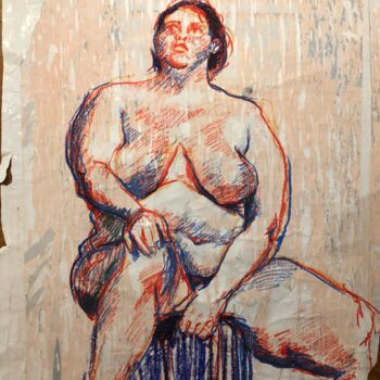 Dessin intitulée "Grande Laurie rouge…" par Paule Guerin, Œuvre d'art originale, Pastel