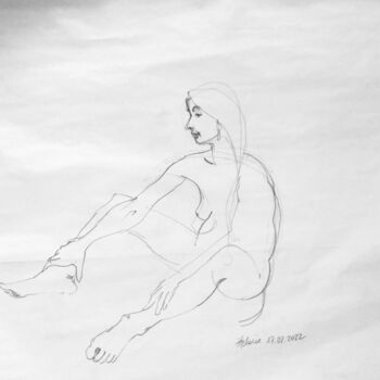 Dibujo titulada "Linea" por Paule Guerin, Obra de arte original, Lápiz