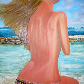 Картина под названием "Rubia Dorada" - Paulette, Подлинное произведение искусства, Масло