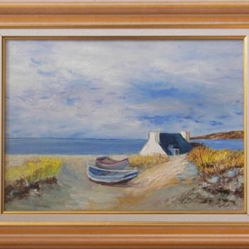 Pintura intitulada "Ciel et mer bretons" por Paulette Marcon, Obras de arte originais