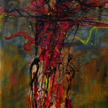 Painting titled "crucified" by Paul Freidin, Original Artwork, Oil