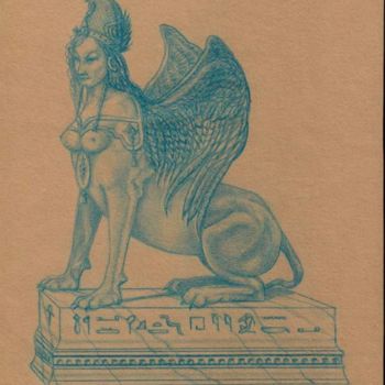 Zeichnungen mit dem Titel "sfinx - zittende" von Paul Gosselin, Original-Kunstwerk, Andere