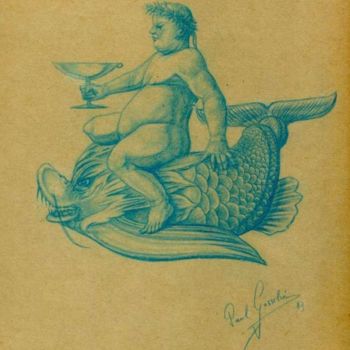 Zeichnungen mit dem Titel "Bacchus" von Paul Gosselin, Original-Kunstwerk, Andere
