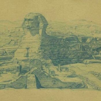 Tekening getiteld "De sfinx van Gizeh" door Paul Gosselin, Origineel Kunstwerk, Anders