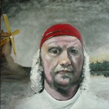 Painting titled "Man in a Red Bandana" by Paul Horton, Original Artwork, Oil