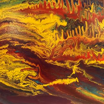 Painting titled "DRAGONS ON FIRE" by Paulina Waas, Original Artwork, Acrylic