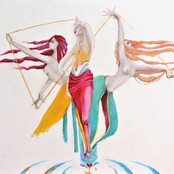 Peinture intitulée "tisseuses de destin…" par Pauline Clair, Œuvre d'art originale, Acrylique