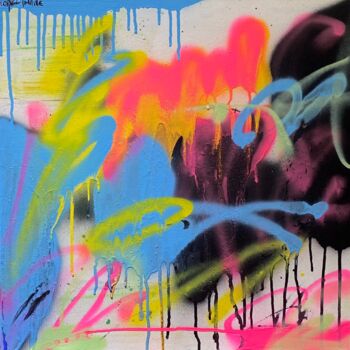 Картина под названием "A colourful mix of…" - Pauline Cornee, Подлинное произведение искусства, Аэрограф Установлен на Дерев…