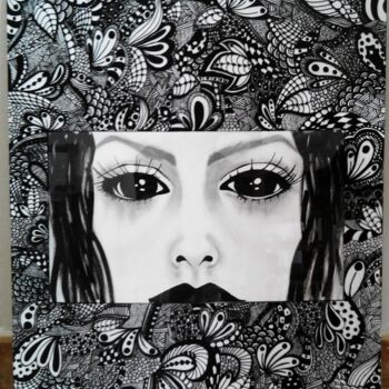 Dessin intitulée "The Dark Eyes" par Pauline Nicolini, Œuvre d'art originale, Marqueur