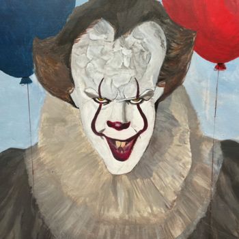 Painting titled "Pennywise (toile)" by Pauline Sarrazin (Bloodysea_), Original Artwork, Acrylic