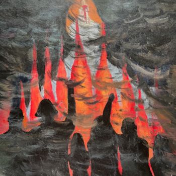 Картина под названием "Don’t burn the Witch" - Pauline Sarrazin (Bloodysea_), Подлинное произведение искусства, Акрил