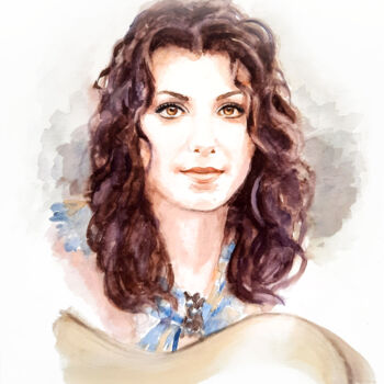 "Portrait de Katie M…" başlıklı Tablo Paul Lebrun tarafından, Orijinal sanat, Suluboya Karton üzerine monte edilmiş