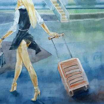 Painting titled "Levantando Voo" by Paulo Di Santoro, Original Artwork, Watercolor