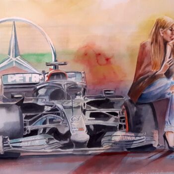 Painting titled "Mercedes" by Paulo Di Santoro, Original Artwork, Watercolor