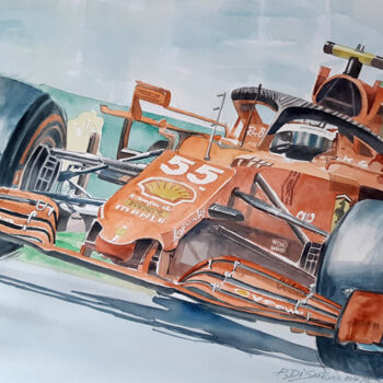 Peinture intitulée "A Ferrari S21 Ataca…" par Paulo Di Santoro, Œuvre d'art originale, Aquarelle