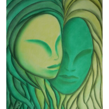 "Faces Verdes / Gree…" başlıklı Resim Paulo H Vieira tarafından, Orijinal sanat, Pastel