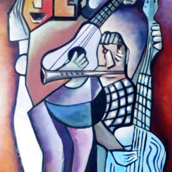 Digital Arts titled "Jazz and Blues" by Paulo Pinheiro, Original Artwork, Digital Painting Mounted on Wood Panel