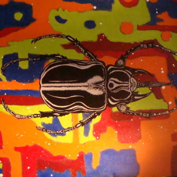 Pintura titulada "Escaravelho fantást…" por Paulo Valle, Obra de arte original, Acrílico