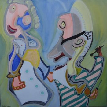 Painting titled "Woman and the worker" by Paulo Fontinha, Original Artwork