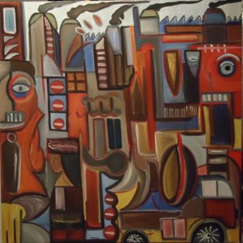 Painting titled "Polluted industrial…" by Paulo Fontinha, Original Artwork