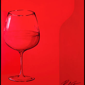 Painting titled "Glass of Wine" by Paulo Stocco, Original Artwork, Acrylic