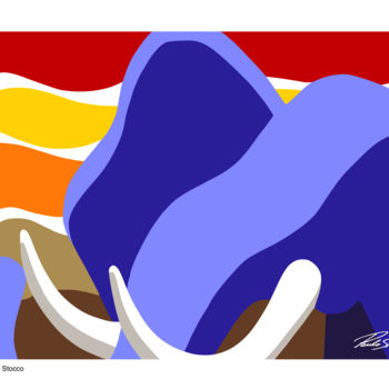 Картина под названием "Elefante (Elephant)" - Paulo Stocco, Подлинное произведение искусства, Масло