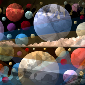 Digitale Kunst mit dem Titel "Around The Stars" von Paulo Themudo, Original-Kunstwerk, Digitale Malerei