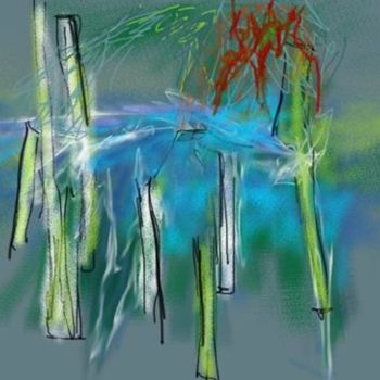 Arts numériques intitulée "Jardins sous la plu…" par Paul Surdulescu, Œuvre d'art originale