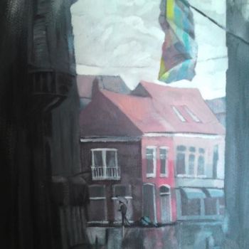 Painting titled "rainy day" by Paulus Hoffman, Original Artwork, Oil