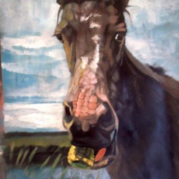 Painting titled "horse in the mouth…" by Paulus Hoffman, Original Artwork, Oil