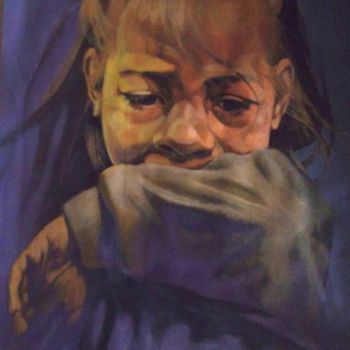 Painting titled "crying girl" by Paulus Hoffman, Original Artwork, Oil