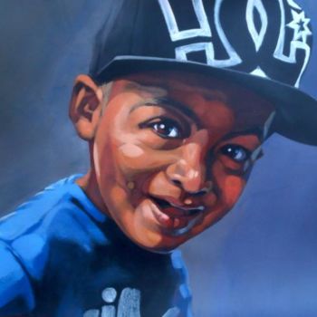 Painting titled "the boy in a baseba…" by Paulus Hoffman, Original Artwork, Other