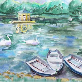 Peinture intitulée "4-barques" par Paulyvalent (Paul Elie), Œuvre d'art originale