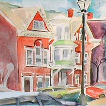 Pittura intitolato "hudson-street-ny-usa" da Paulyvalent (Paul Elie), Opera d'arte originale