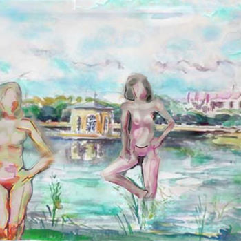 Peinture intitulée "baigneuses.jpg" par Paulyvalent (Paul Elie), Œuvre d'art originale