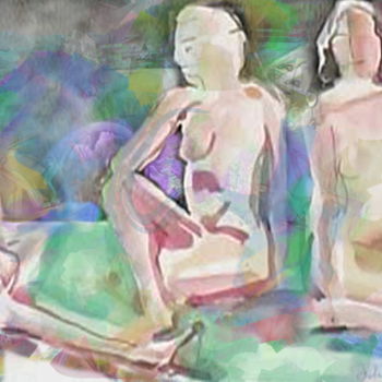 Pittura intitolato "3 nus" da Paulyvalent (Paul Elie), Opera d'arte originale