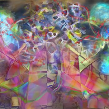 Digital Arts titled "cosmos tryp mod" by Paulyvalent (Paul Elie), Original Artwork, Digital Painting Mounted on Wood Stretch…