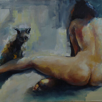 Pittura intitolato "The Cat have long l…" da Pavel Filin, Opera d'arte originale, Olio