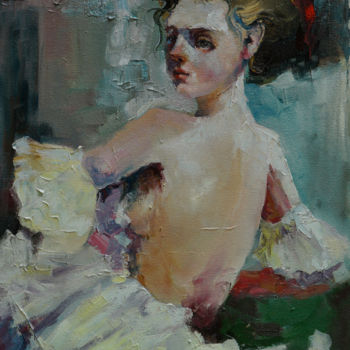 Painting titled "girl in white" by Pavel Filin, Original Artwork, Oil