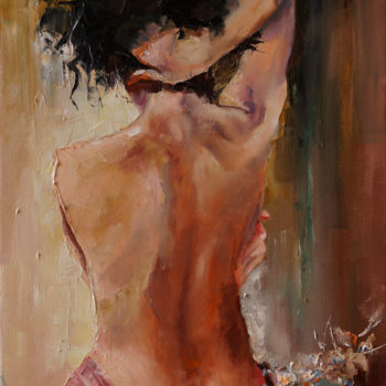 Painting titled "jasmine" by Pavel Filin, Original Artwork, Oil Mounted on Wood Stretcher frame