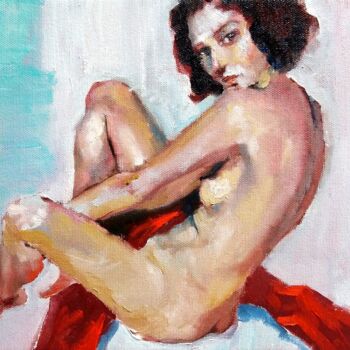 Painting titled "Karin" by Pavel Filin, Original Artwork, Oil Mounted on Wood Stretcher frame