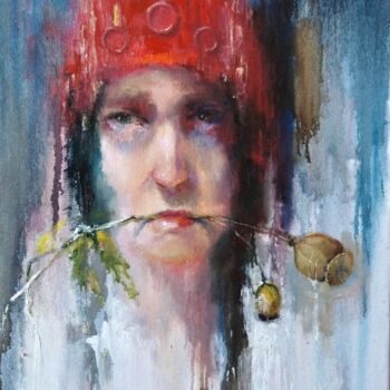 Painting titled "poppy1" by Pavel Filin, Original Artwork, Oil Mounted on Wood Stretcher frame